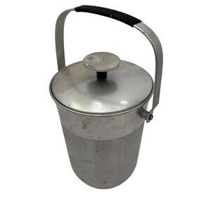Vintage Aluminum Ice Bucket,  Mid Century 12" Made in Italy